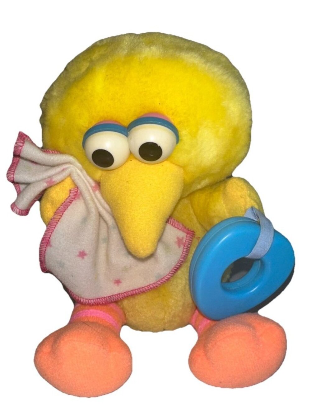 Vintage 1988 Playskool Baby Big Bird Plush Rattle Sesame Street Toy with Blanket